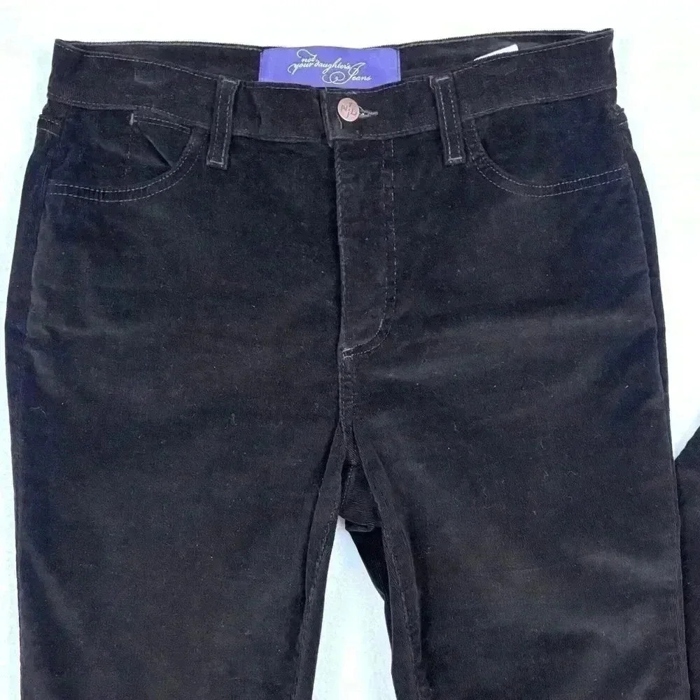 NYDJ Dark Brown “80’s” Corduroy Midrise Stretch Straight Leg Pants Size 10P - Picture 2 of 14